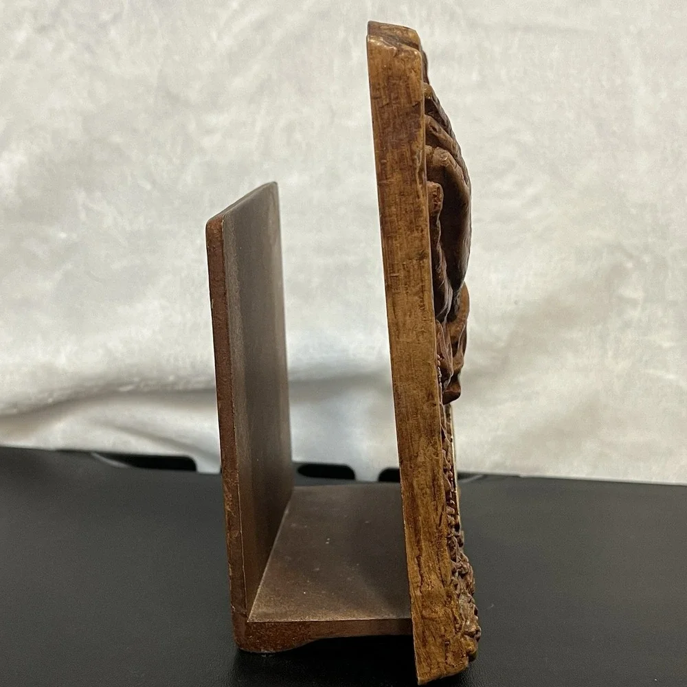Vintage MCM Napkin Holder Mail Caddy Praying Hands FAMILY Made in USA Faux Wood